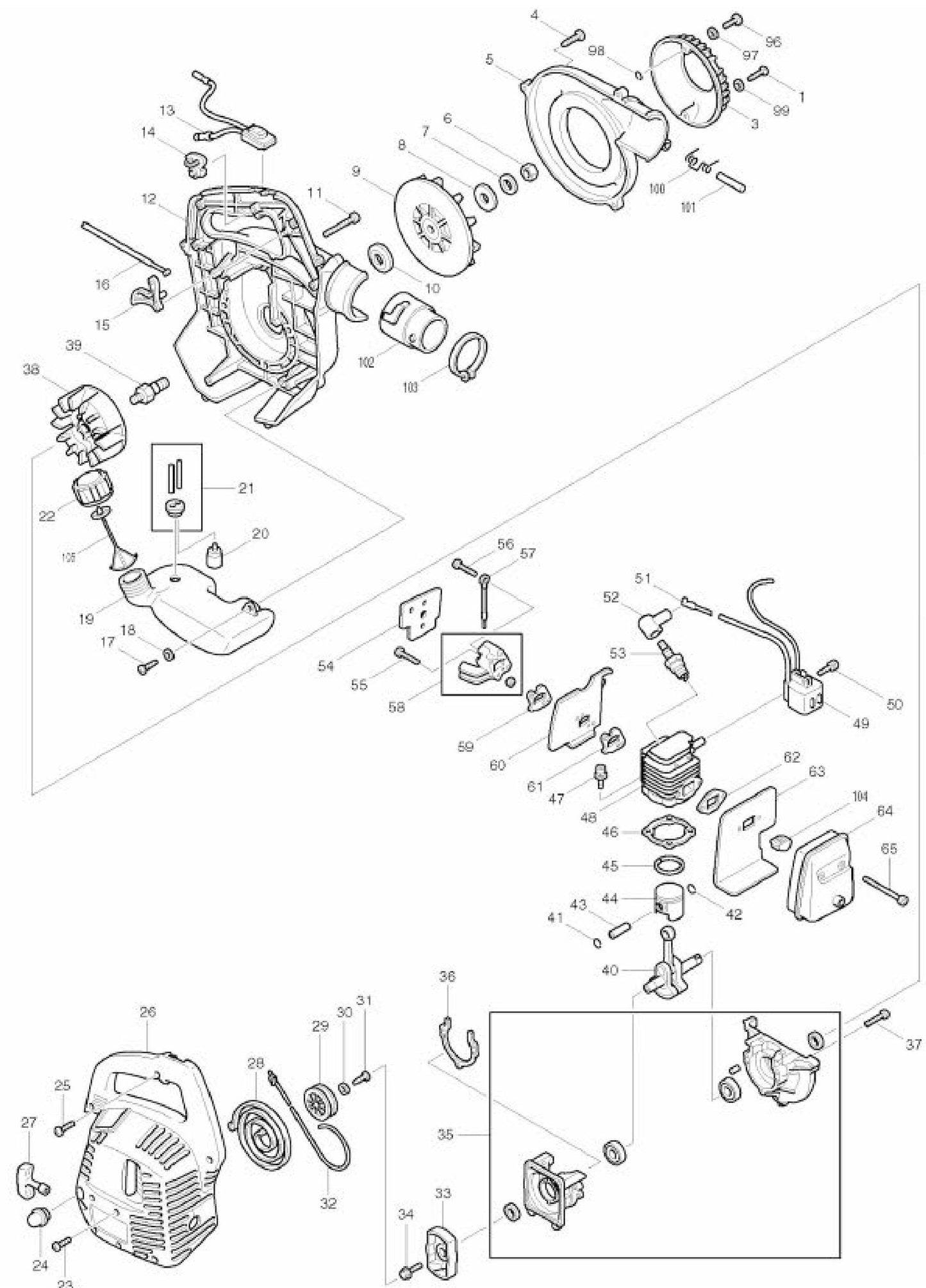 RBL250 Gas Blower Assembly Parts -1 by Makita