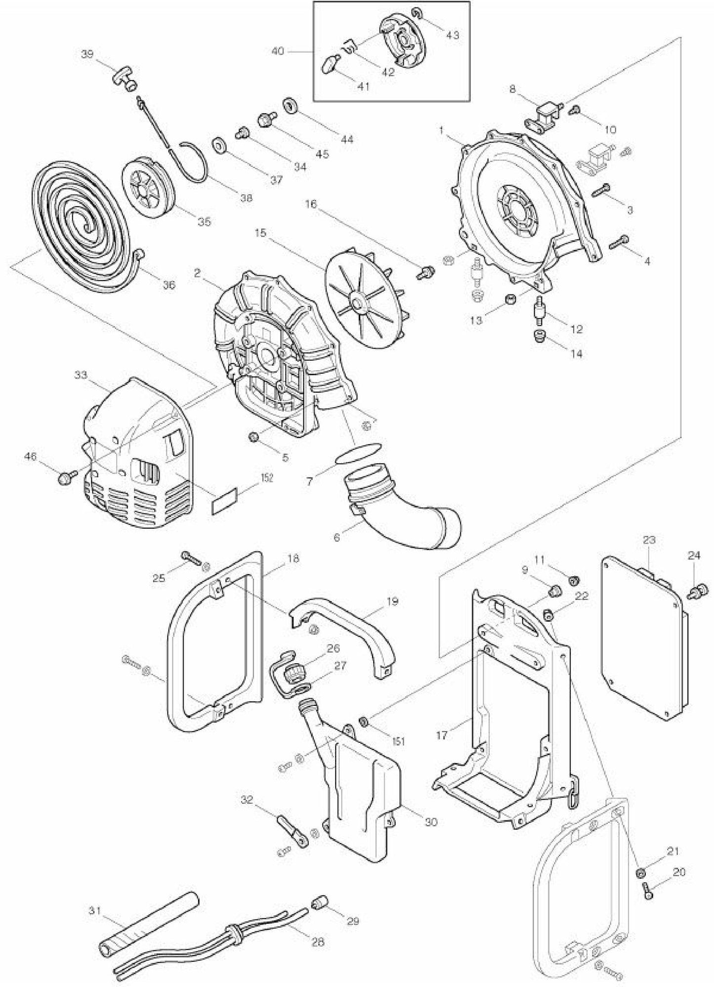 RBL500 Gas Blower Assembly Part 1 By Makita