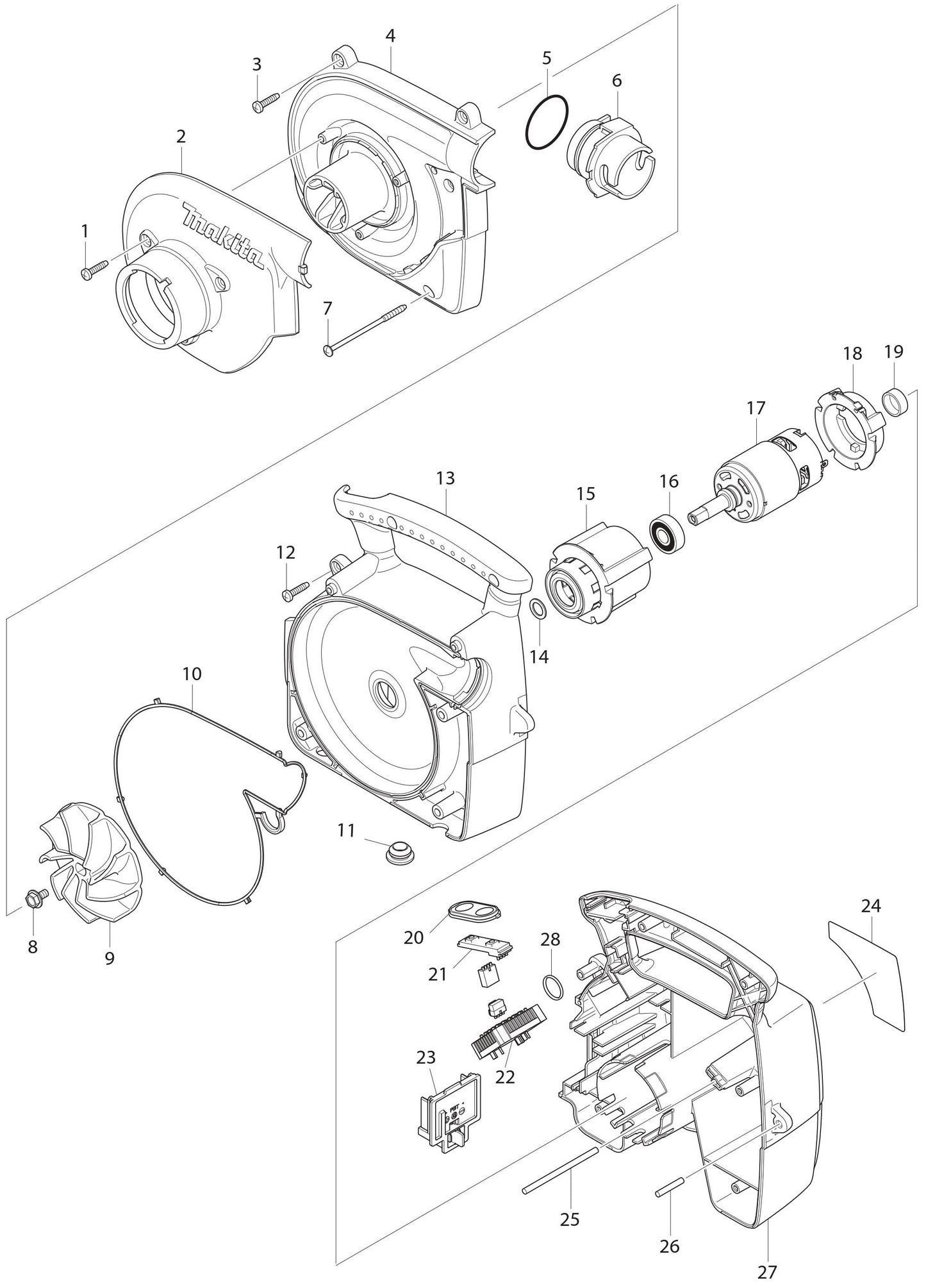 XCV02Z Blower Assembly Parts By Makita