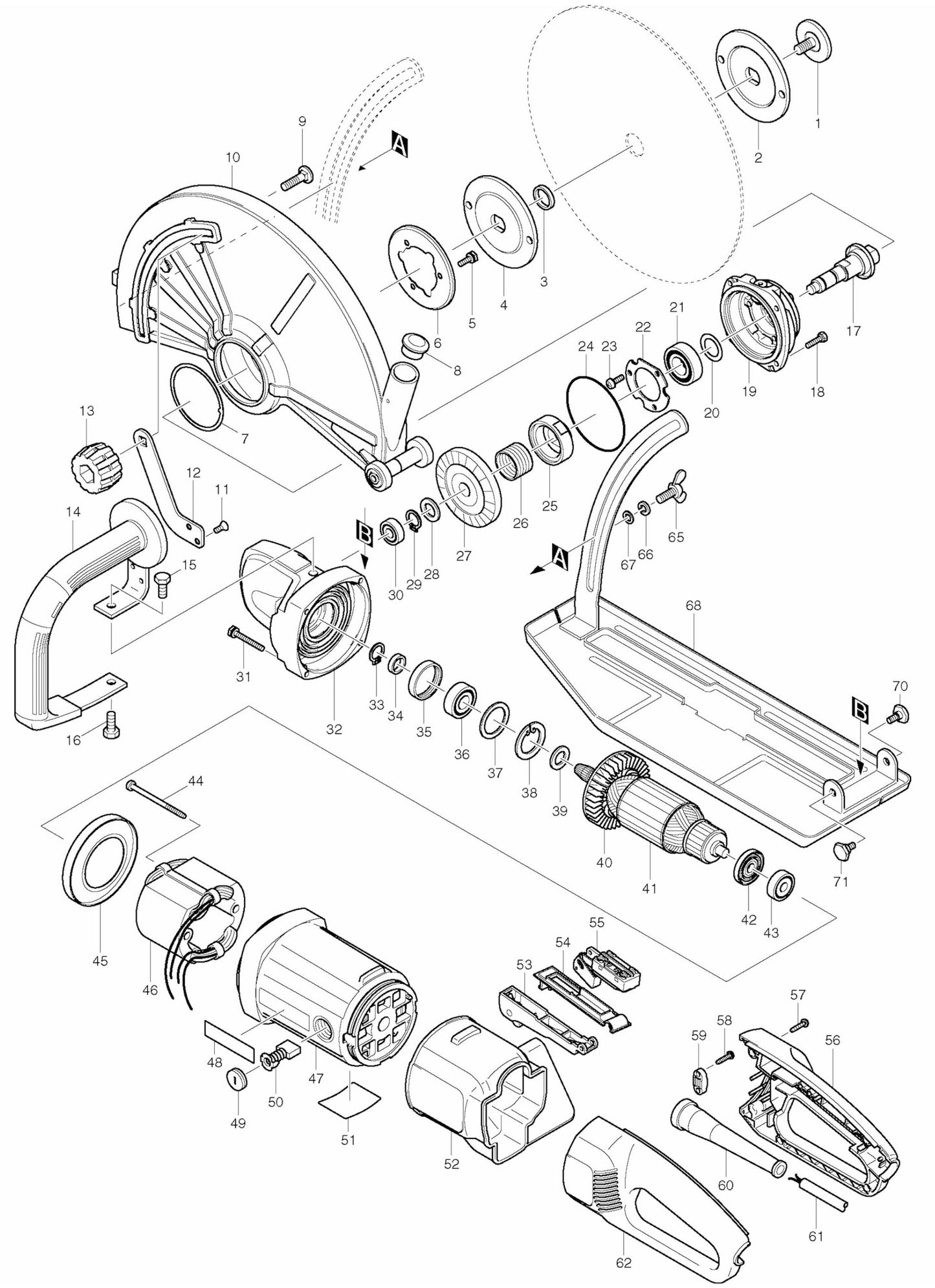 4114 Cutter Assembly parts By Makita