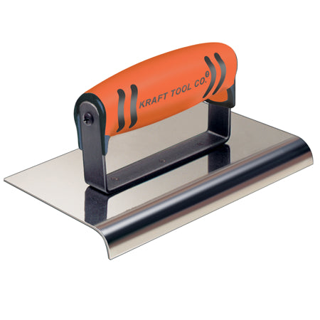 Kraft Tool CF138PF 6" x 6" 3/8"R Stainless Steel Cement Edger with ProForm® Handle