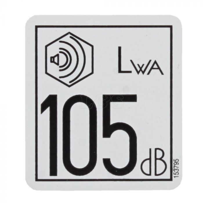 Decal - Sound 105 dB fits VP1030A Plate Tamper by Wacker Neuson 0153795, 5000153795