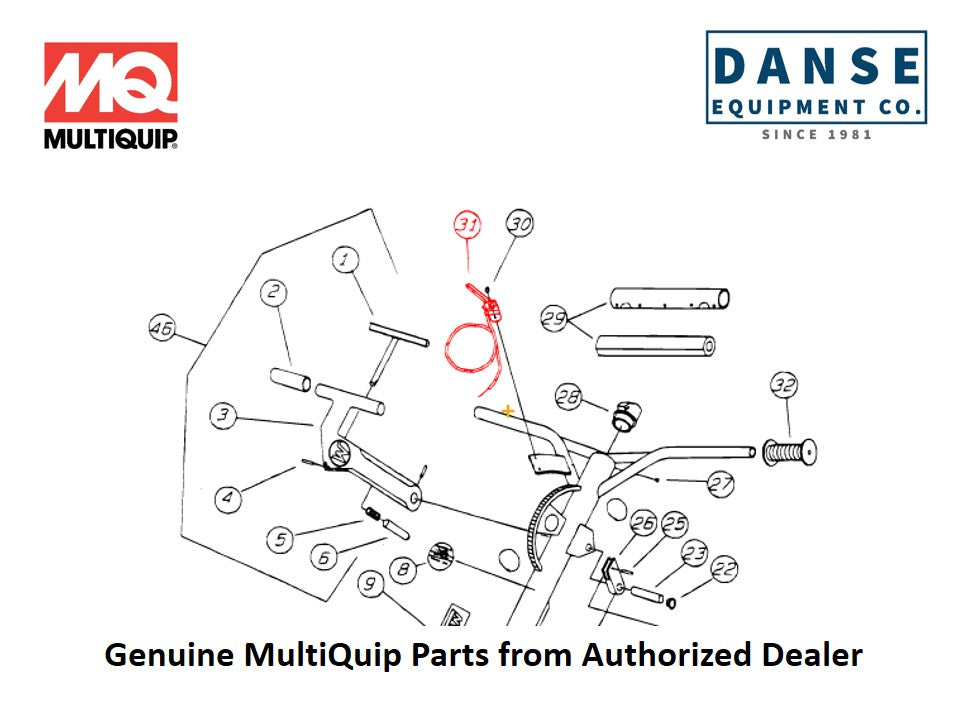 0302 Throttle Cable For B-Series Whiteman Walk-Behind Power Trowels By Multiquip