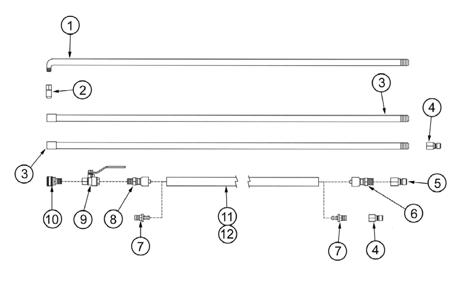 PS9910 3-Piece Spray Wand Assembly Parts By Allen Engineering