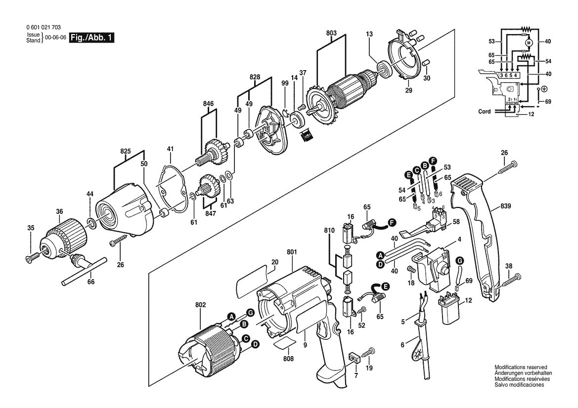 1021VSR (0601021703) Bosch 3 Bosch Electric Drill Parts Diagram