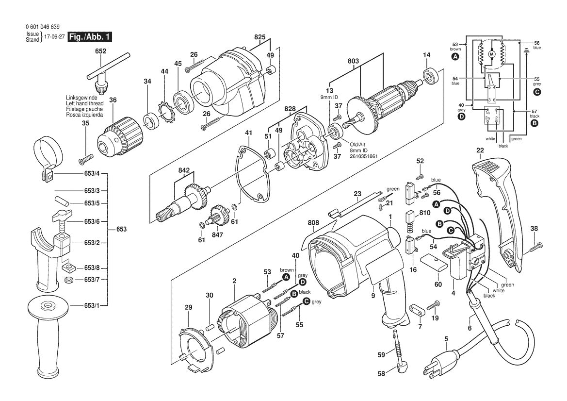 1030VSR (0601046639) Bosch 3 Bosch Electric Drill Parts Diagram
