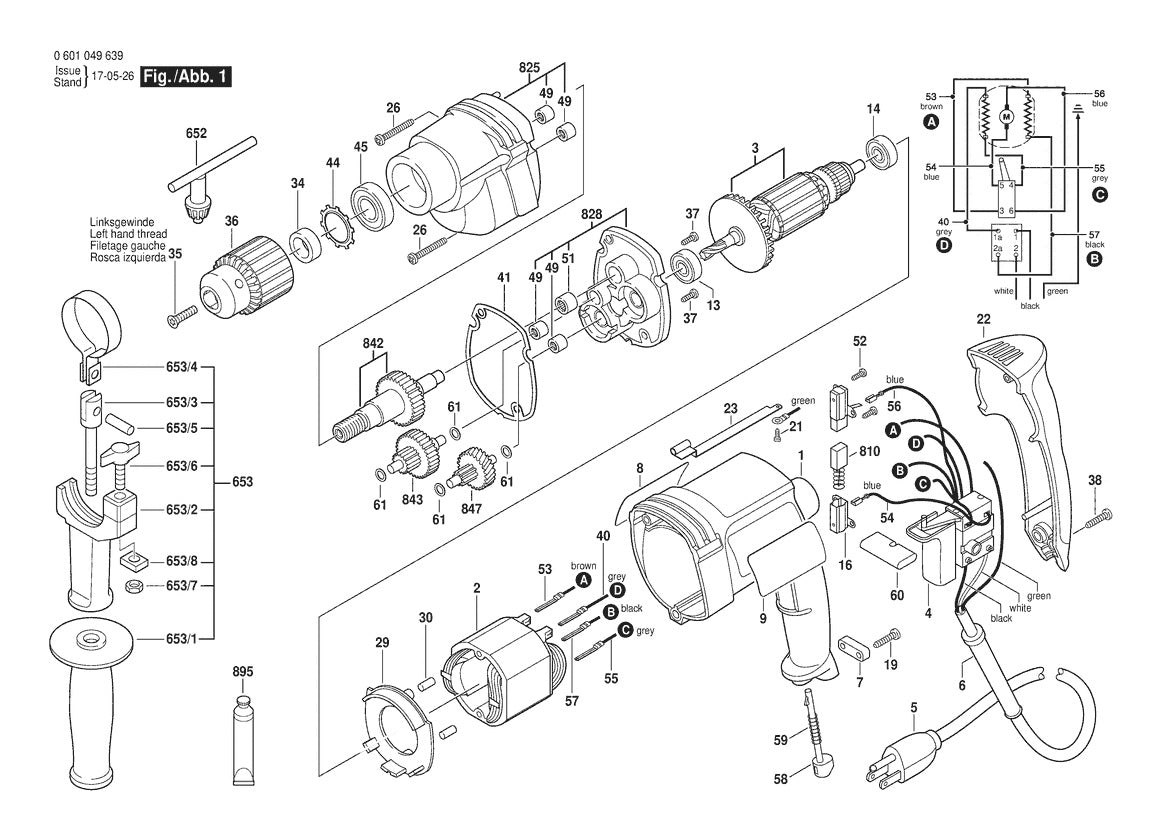 1034VSR (0601049639) Bosch 1 Bosch Electric Drill Parts Diagram