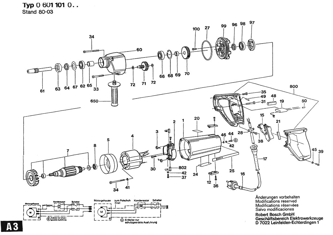 601101904 Bosch Electric Drill Parts Diagram