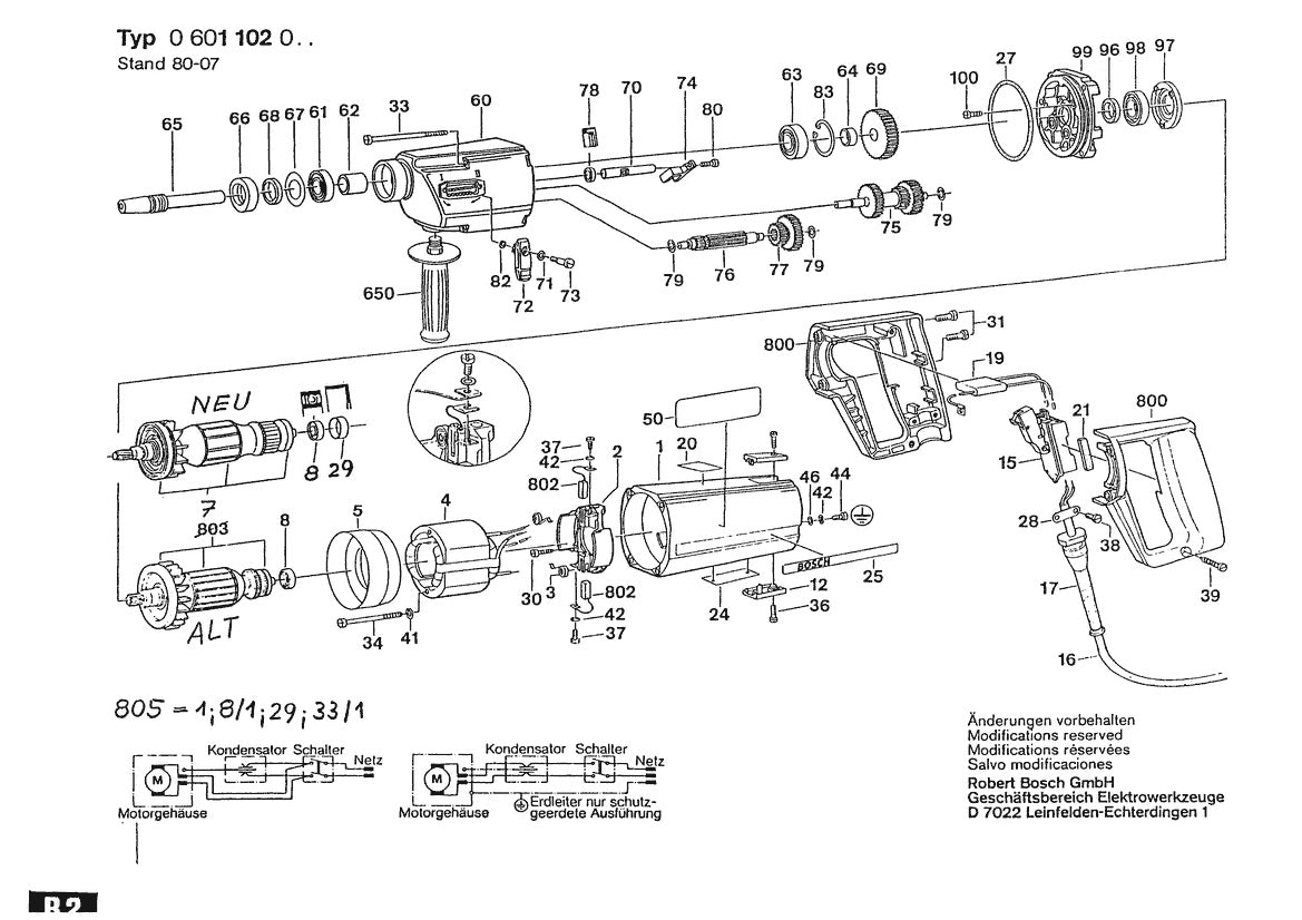 601102004 Bosch Electric Drill Parts Diagram