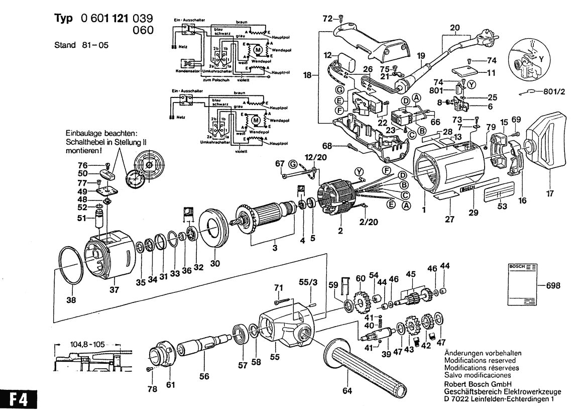 0601121039 Bosch Un. 2-Speed Drill Bosch Electric Drill Parts Diagram