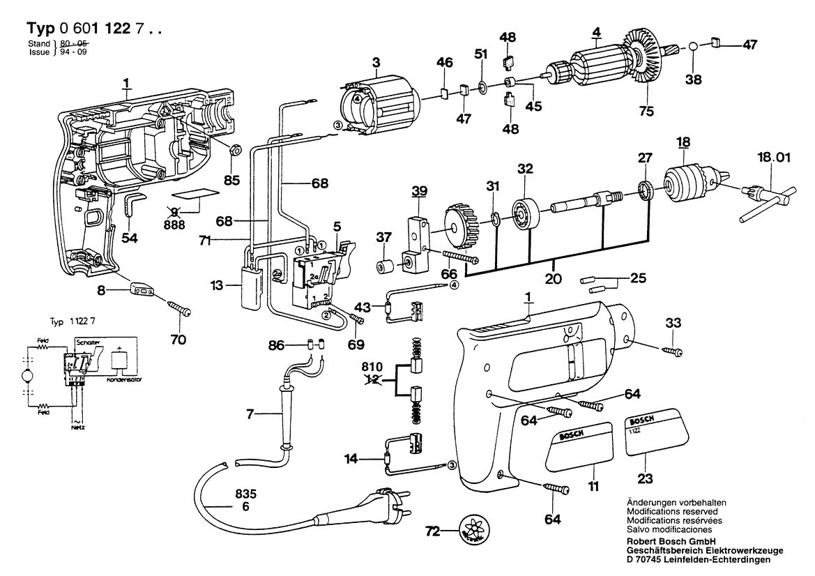 0601122762 Bosch Drill Bosch Electric Drill Parts Diagram