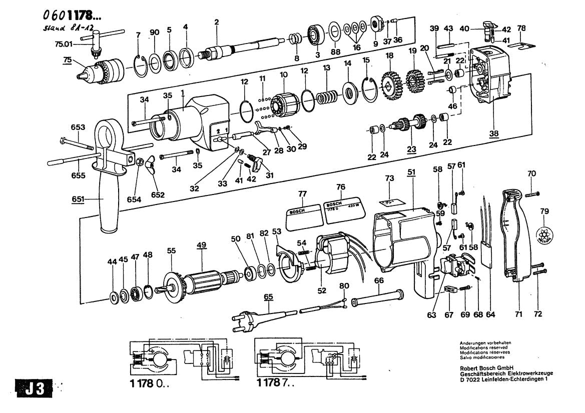 0601178034 Bosch Percussion Drill Bosch Electric Drill Parts Diagram