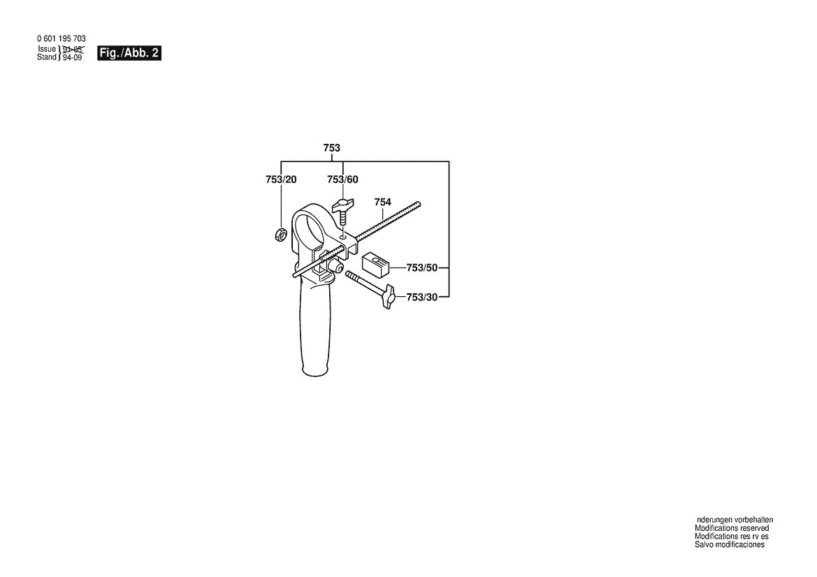1195VSR (0601195739) Bosch 3 Bosch Hammer Drill Parts Diagram
