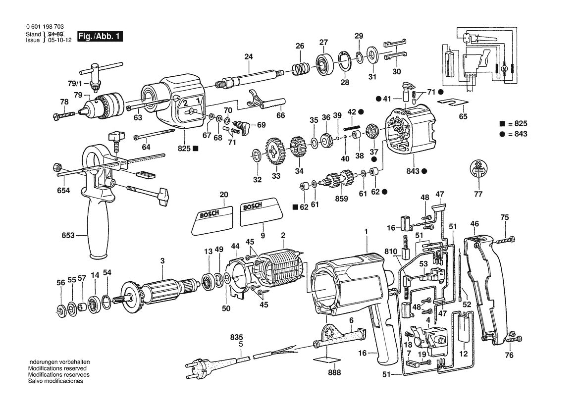 1198VSR Bosch Drill Bosch Electric Drill Parts Diagram