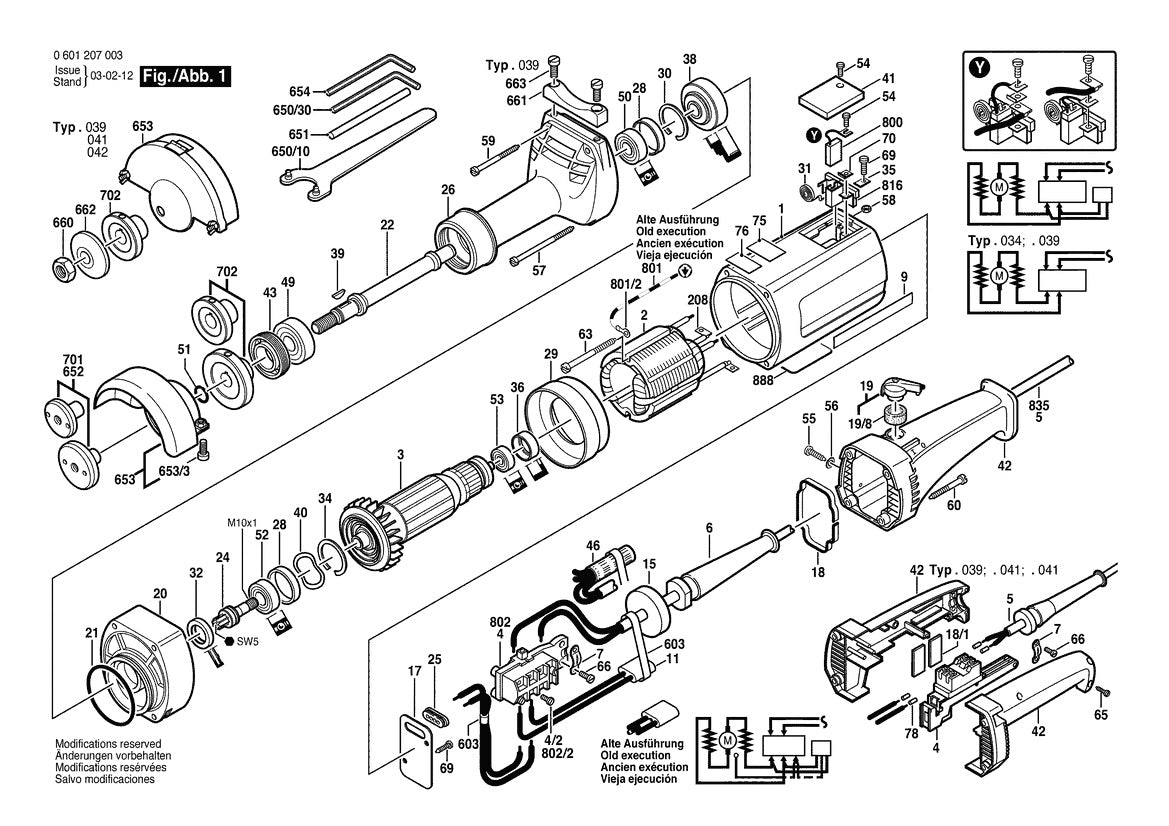 601207039 Bosch Grinder Parts Diagram