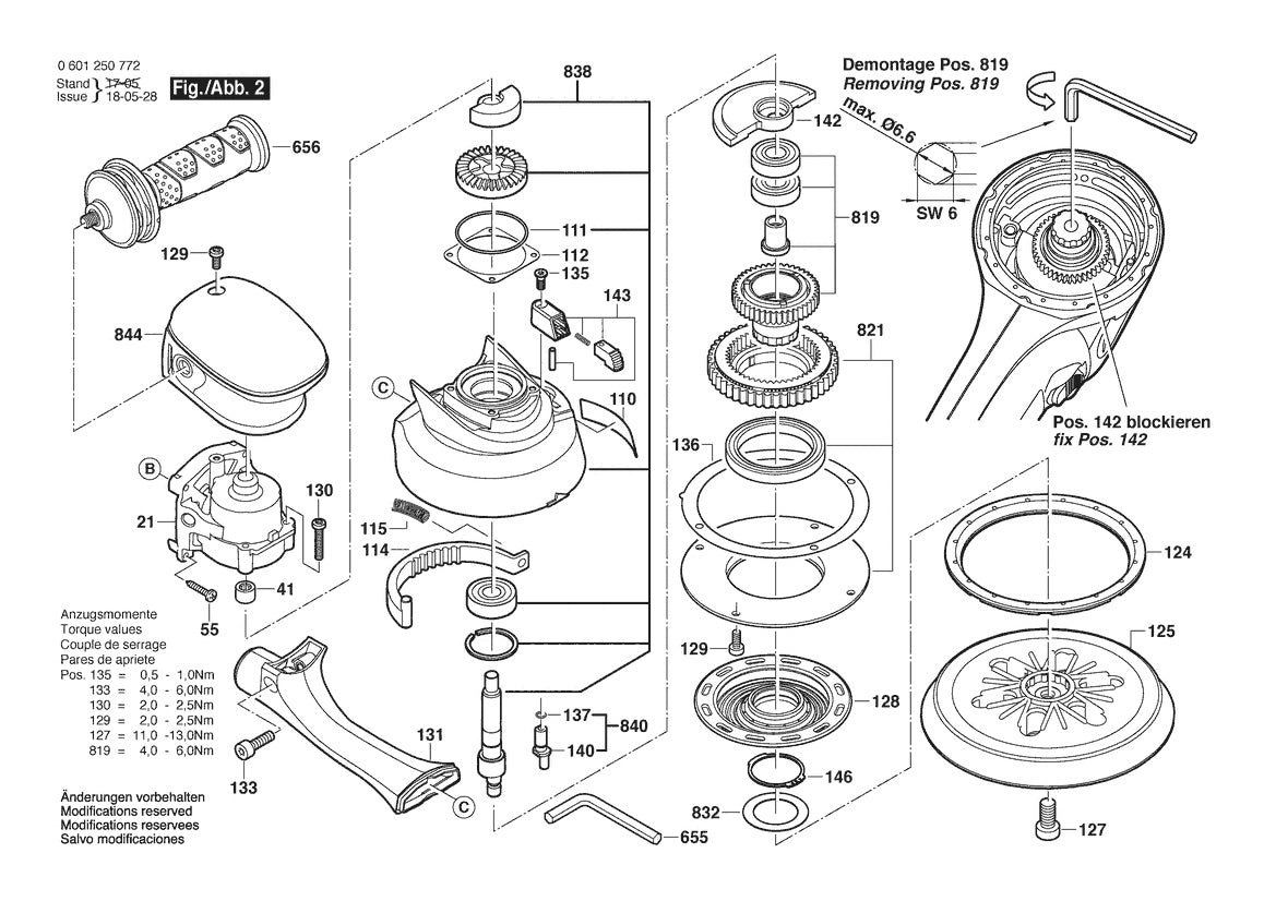 601250740 Bosch Sander Parts Diagram