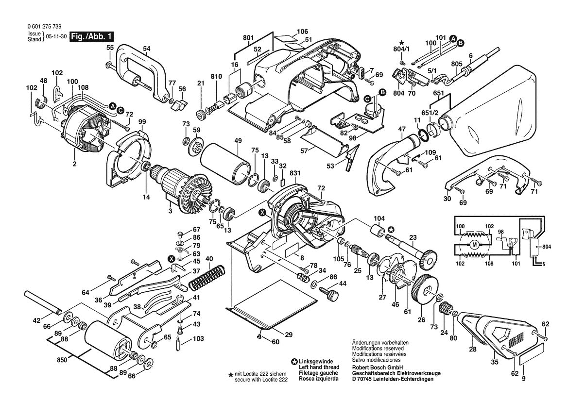 601275739 Bosch Sander Parts Diagram