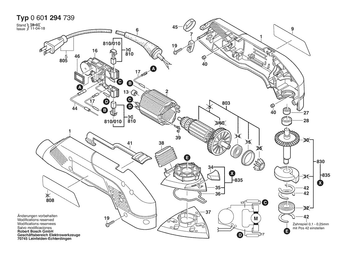 1294VSK (0601294739) Bosch Corner Bosch Sander Parts Diagram