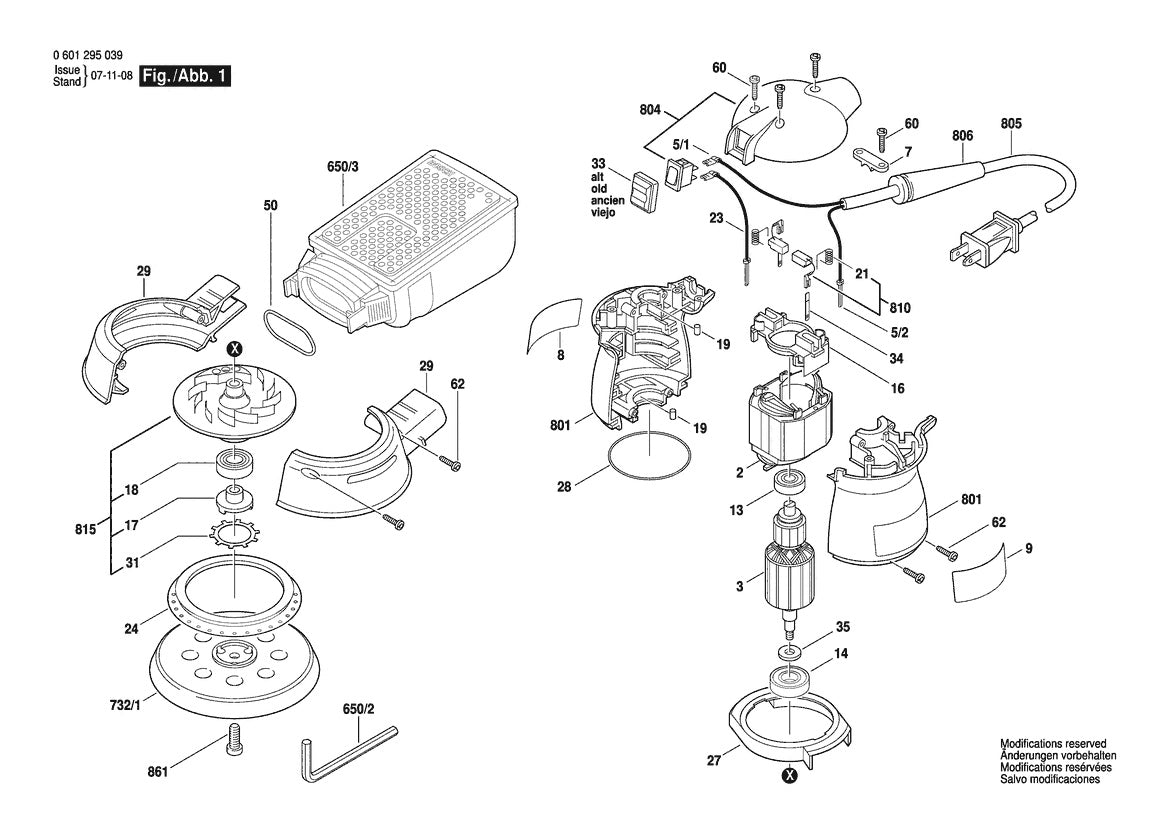 601295139 Bosch Sander Parts Diagram