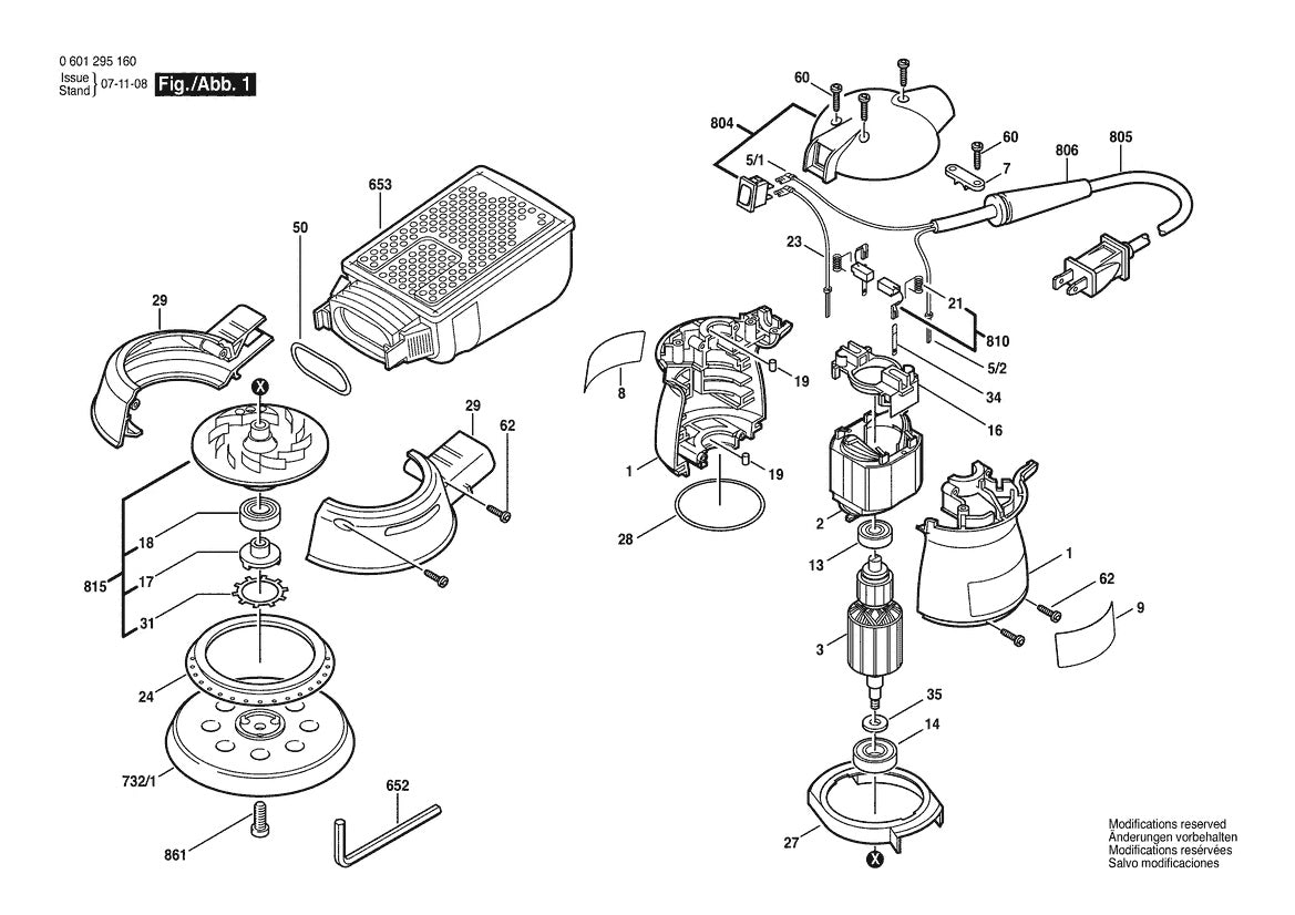 601295160 Bosch Sander Parts Diagram