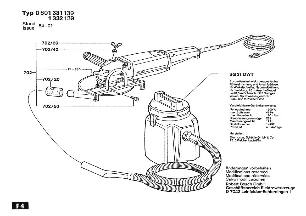 601331139 Bosch Grinder Parts Diagram