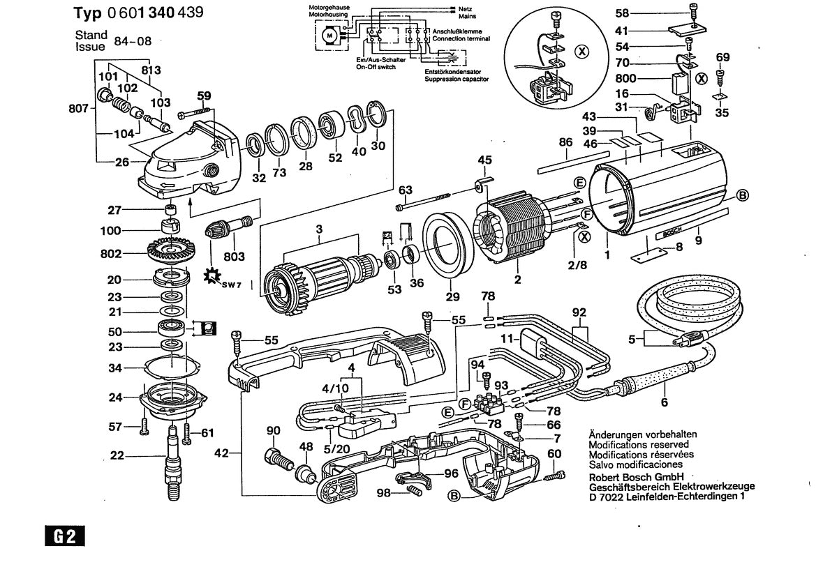 601340439 Bosch Grinder Parts Diagram