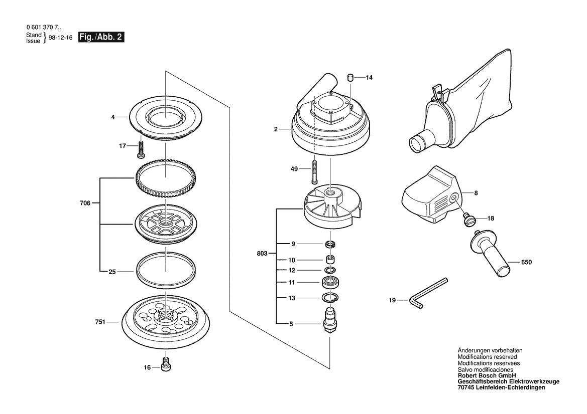 1370DEVS (0601370739) Bosch 6_ Random Orbit Sander Bosch Sander Parts Diagram
