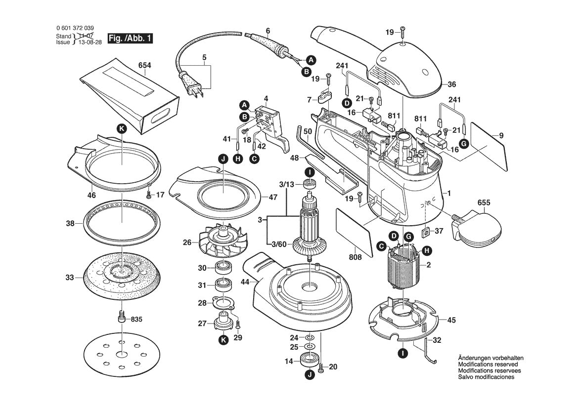 601372039 Bosch Sander Parts Diagram