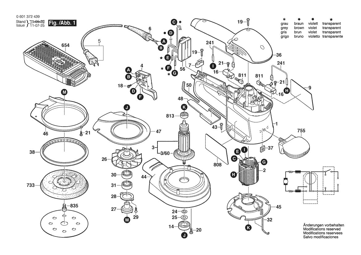 601372439 Bosch Sander Parts Diagram