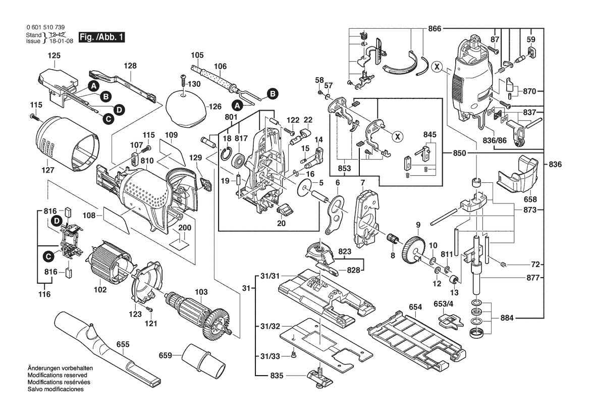 601510739 Bosch Jig Saw Parts Diagram