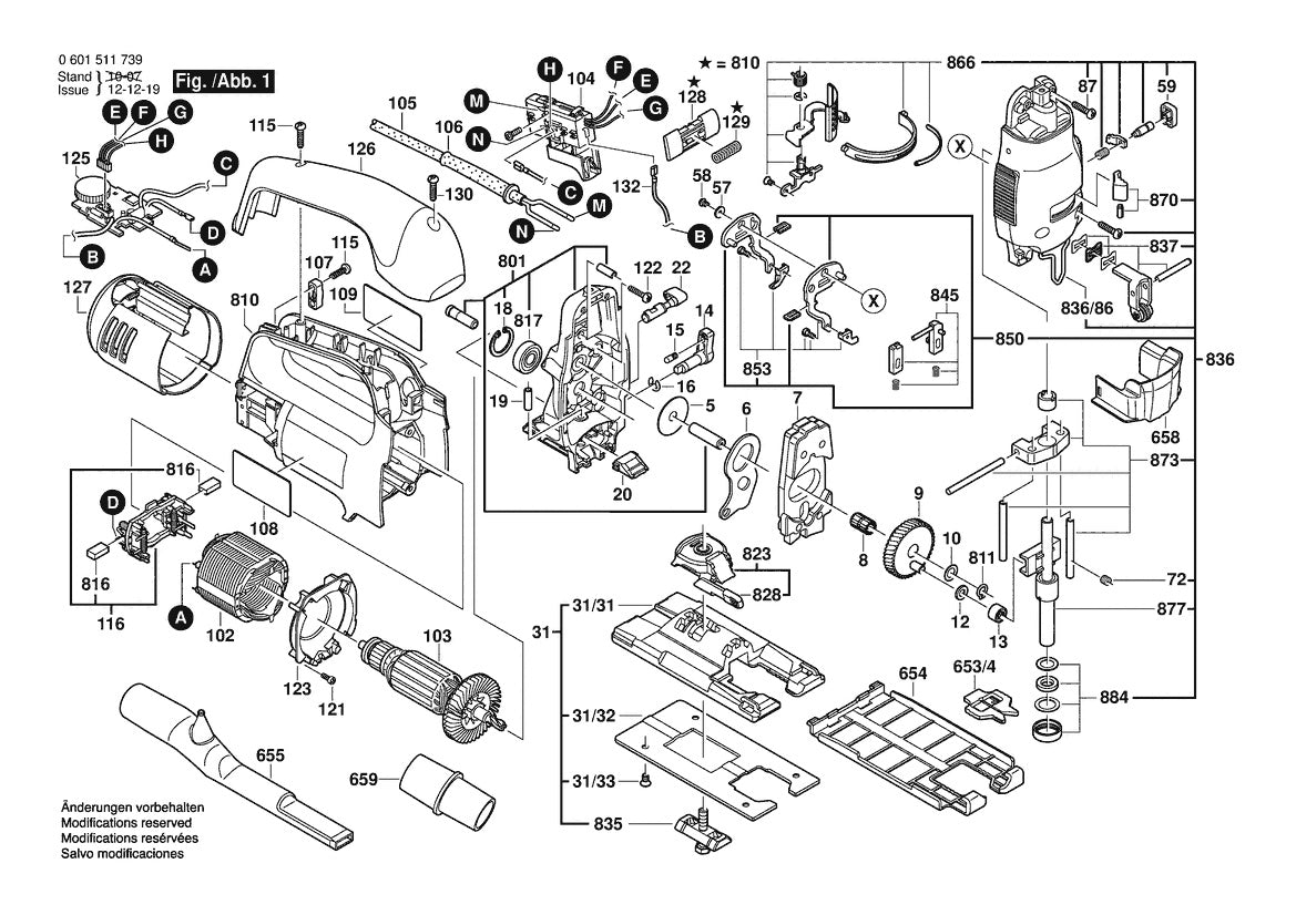 601511739 Bosch Jig Saw Parts Diagram