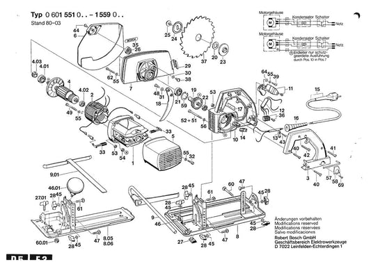 0601559060 Bosch Circular Hand Saw Parts Diagram