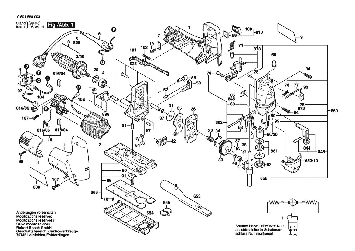 0601588039 Bosch Jig Saw Bosch Jig Saw Parts Diagram