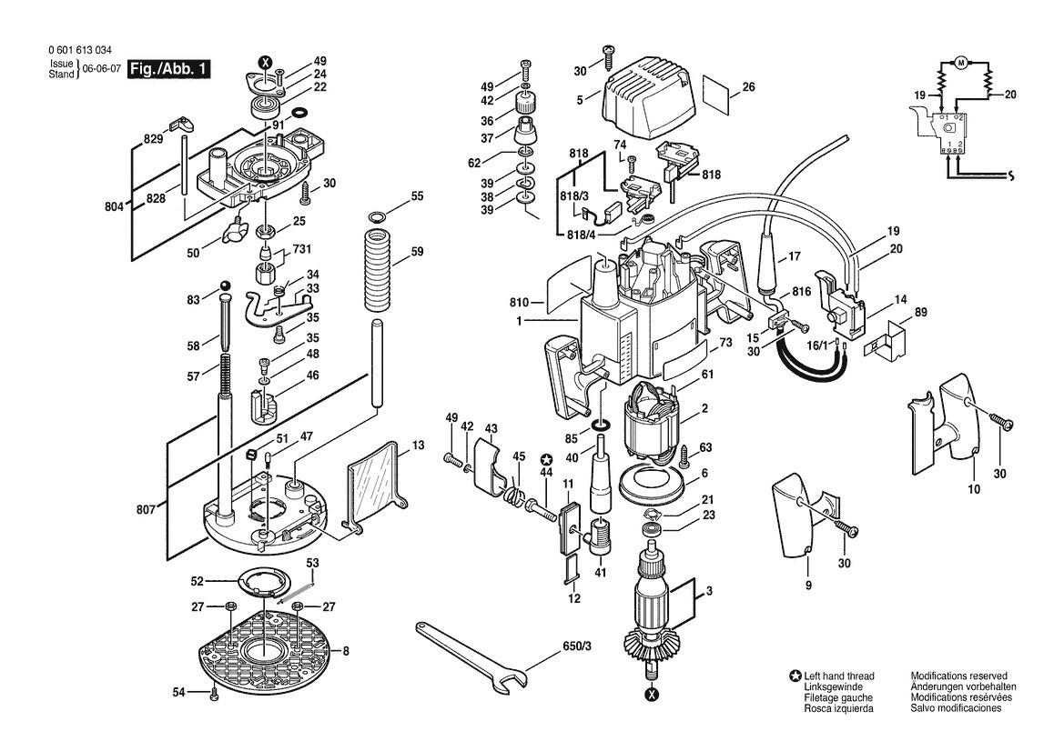 601613034 Bosch Router Parts Diagram
