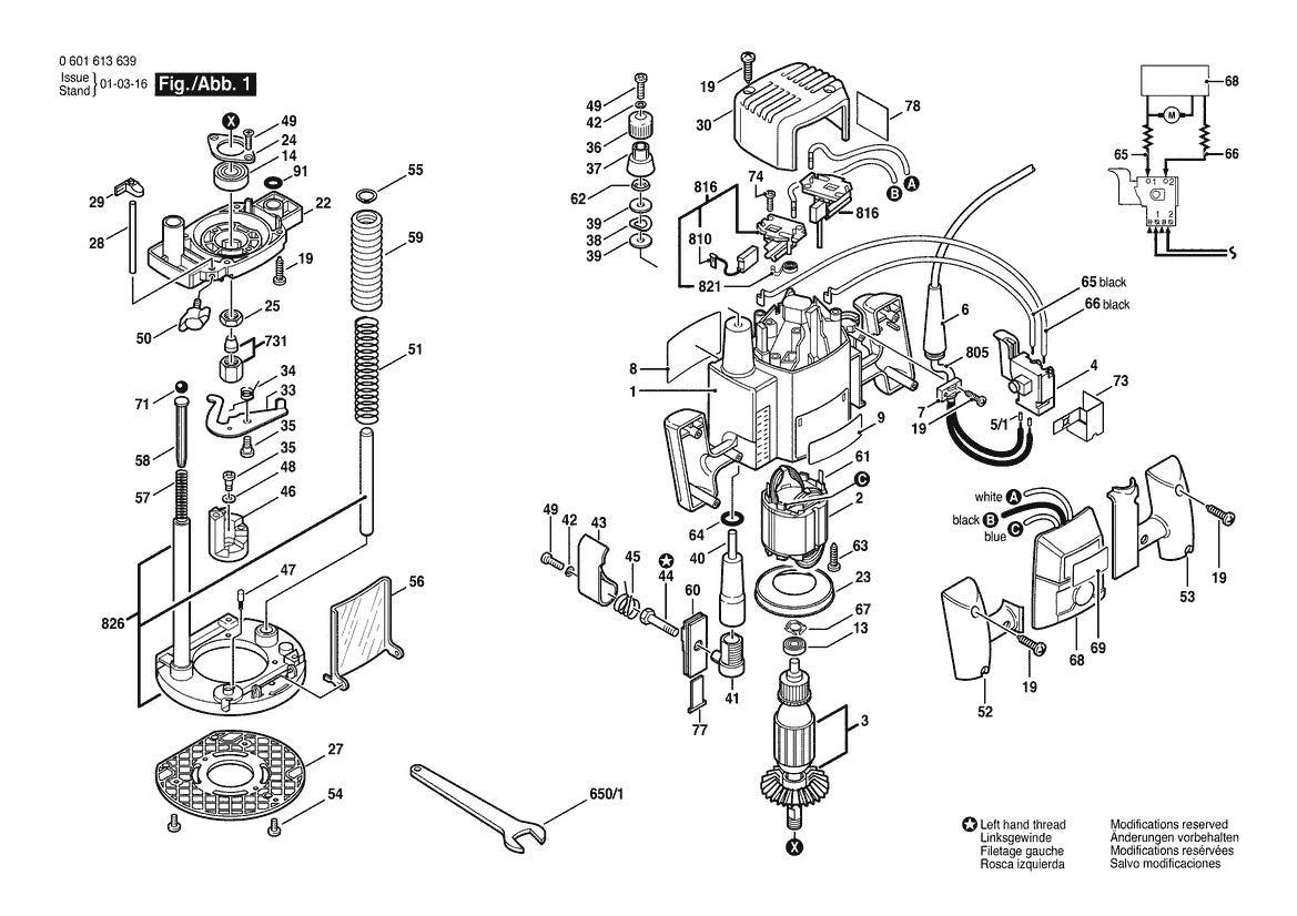 601613639 Bosch Router Parts Diagram