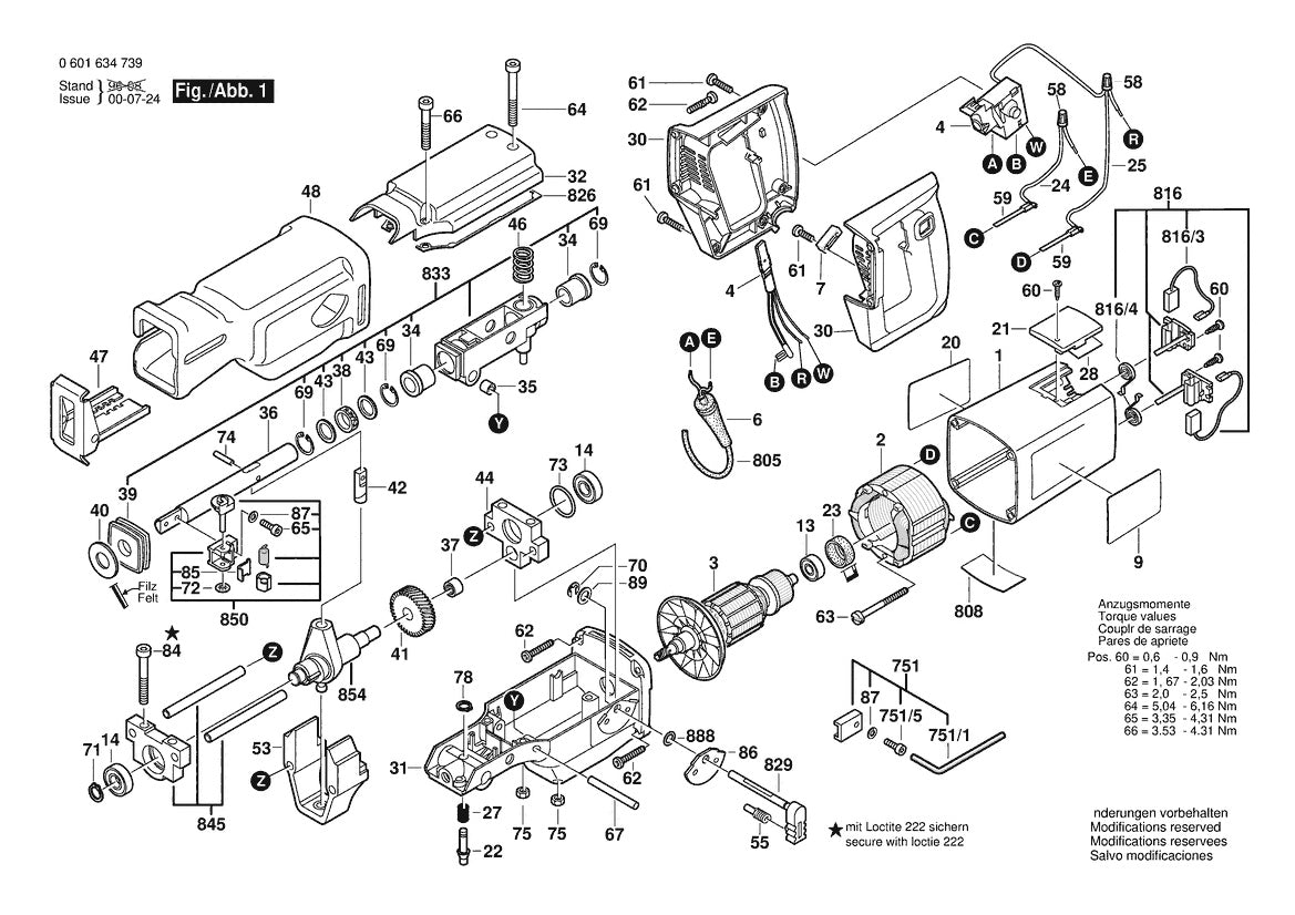 601634739 Bosch Reciprocating Saw Parts Diagram