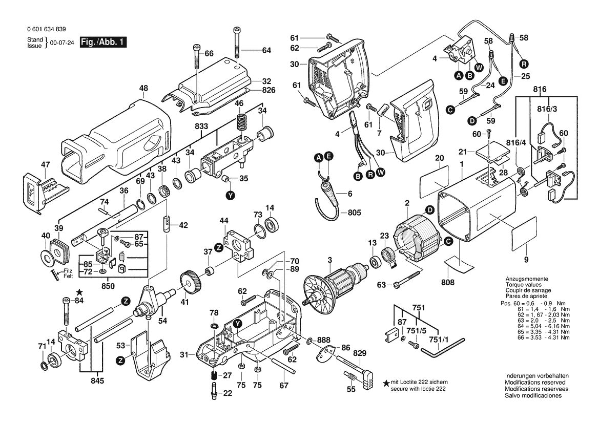 601634839 Bosch Reciprocating Saw Parts Diagram