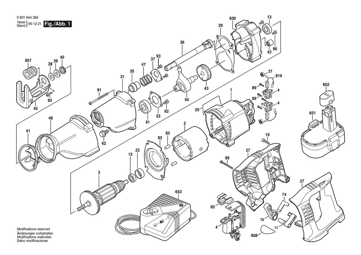 601644364 Bosch Reciprocating Saw Parts Diagram