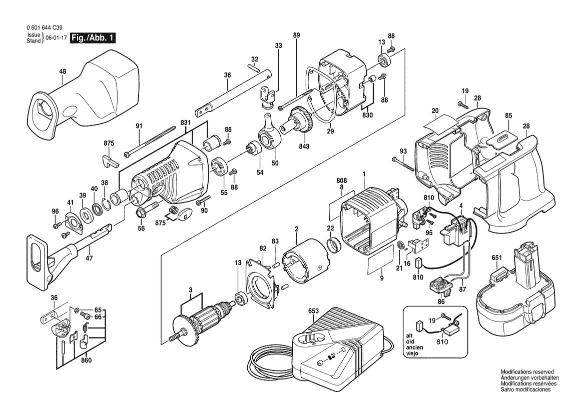 0601644C43 Bosch Reciprocating Saw Parts Diagram