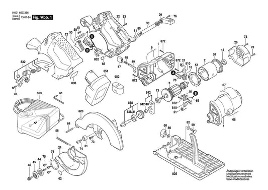 1664 (060166C366) Bosch 18V Cordless 6-1 Bosch Circular Saw Parts Diagram