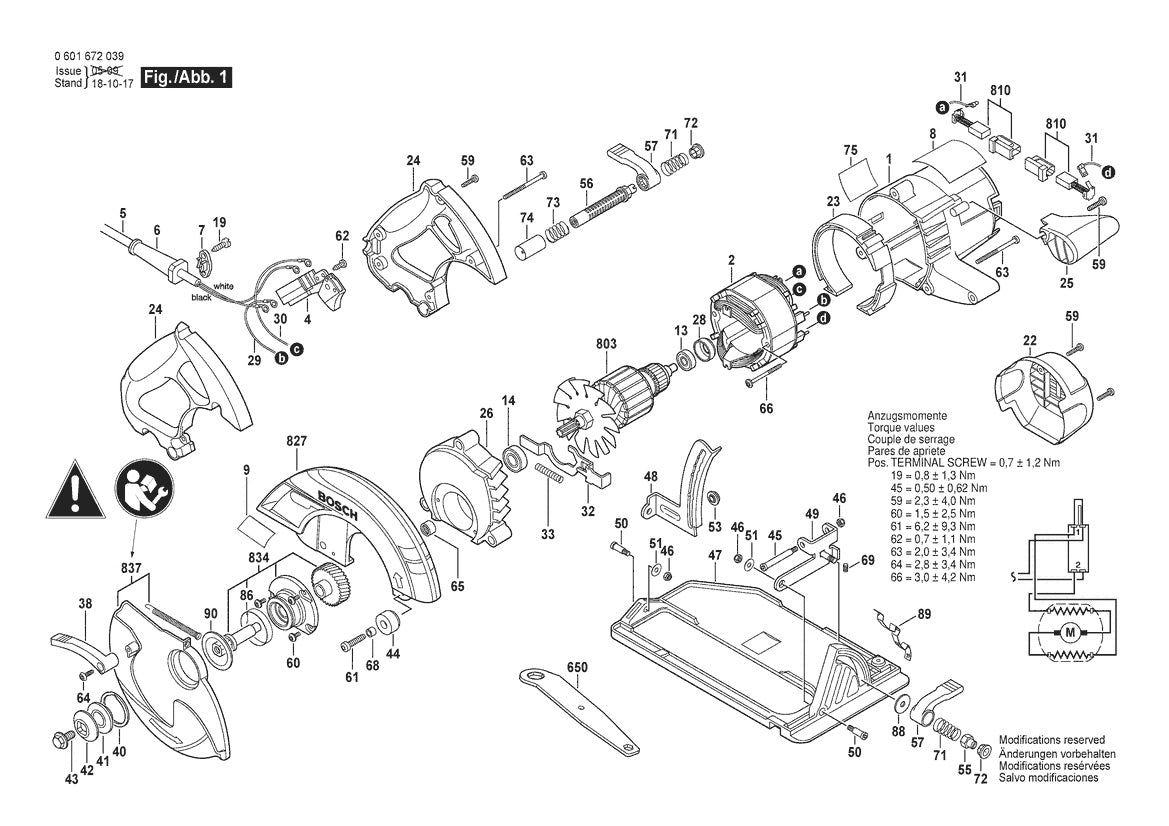 CS10 (0601672039) Bosch 7-1/4" Bosch Circular Saw Parts Diagram