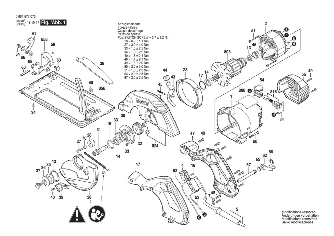 CS5 (0601672075) Bosch 7-1 Circular Saw Parts Diagram