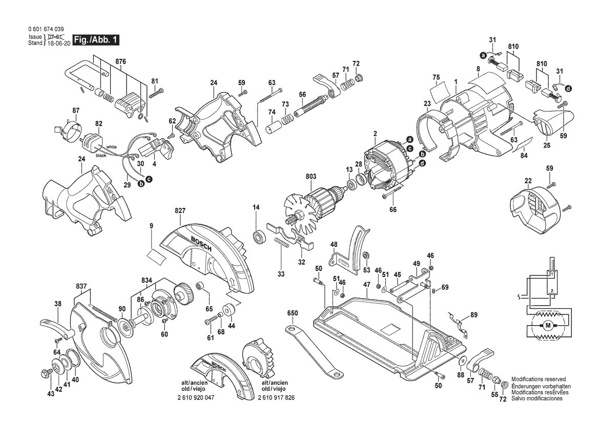 CS20 (0601674039) Bosch 7-1 Bosch Circular Saw Parts Diagram