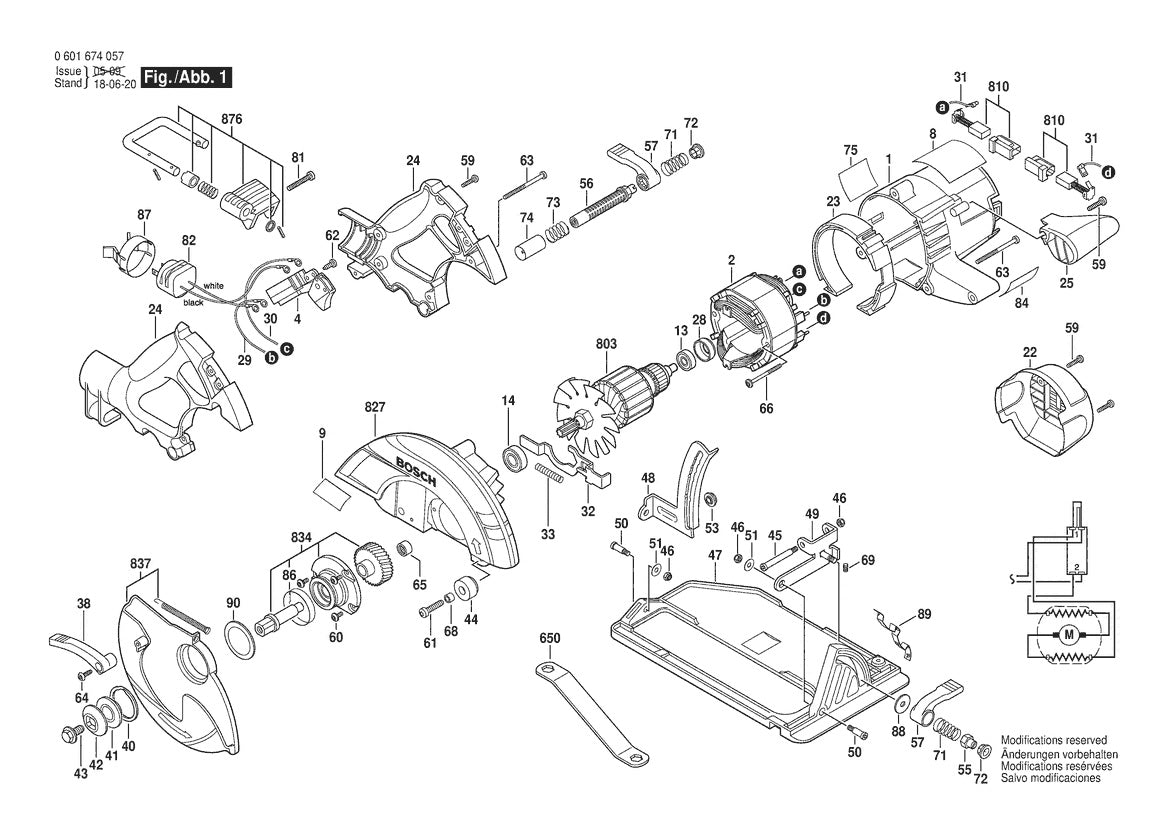 CS20 (0601674057) Bosch Circular Saw Parts Diagram
