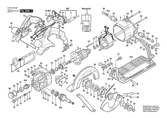 1678A (0601678039) Bosch 7-1/4" Bosch Circular Saw Parts Diagram