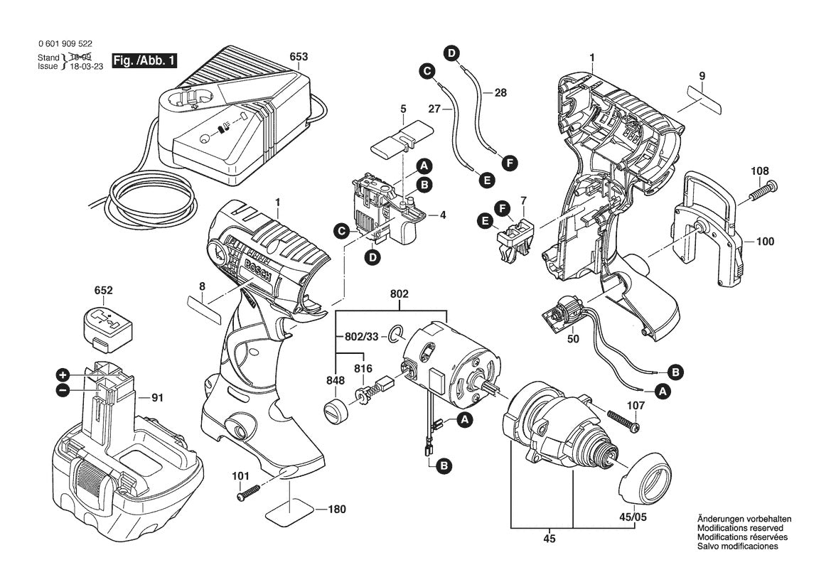 601909522 Bosch Cordless Drill Parts Diagram