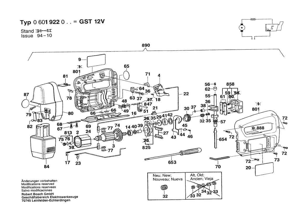 601922039 Bosch Jig Saw Parts Diagram