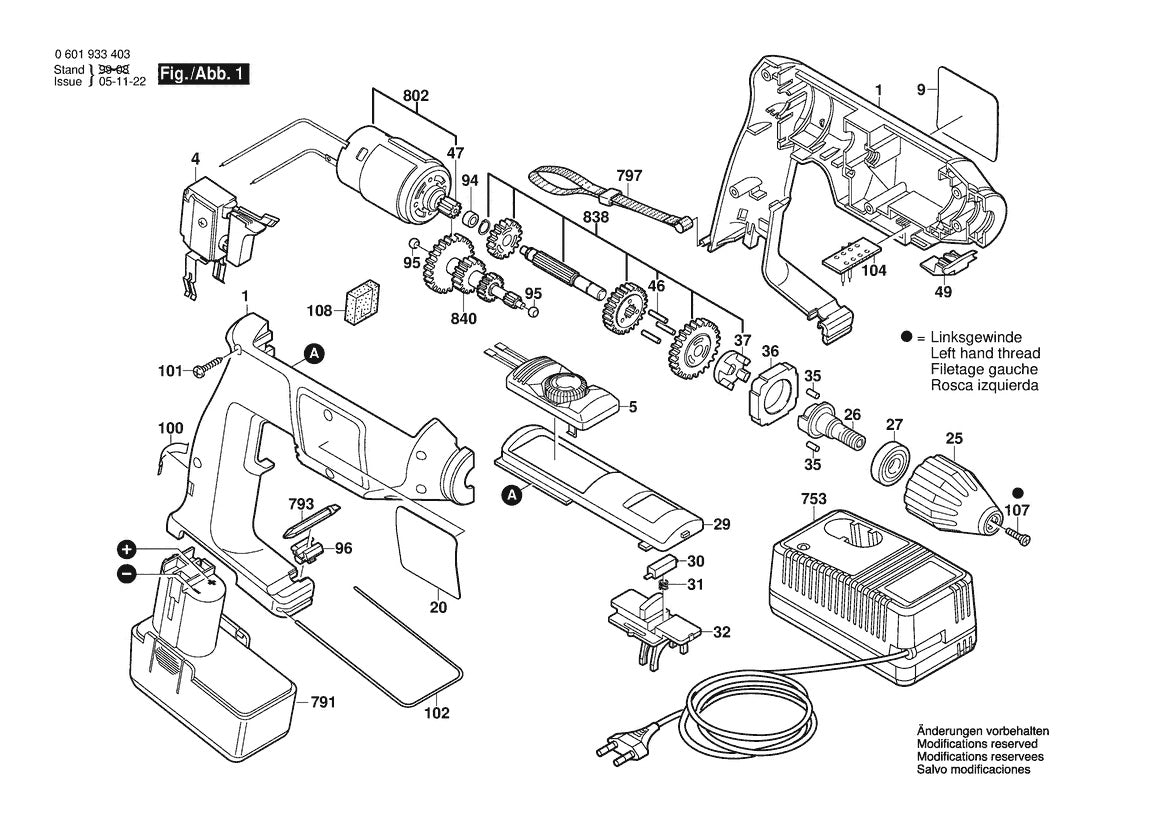 601933434 Bosch Cordless Drill Parts Diagram
