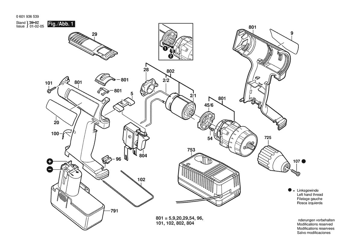 601936535 Bosch Cordless Drill Parts Diagram