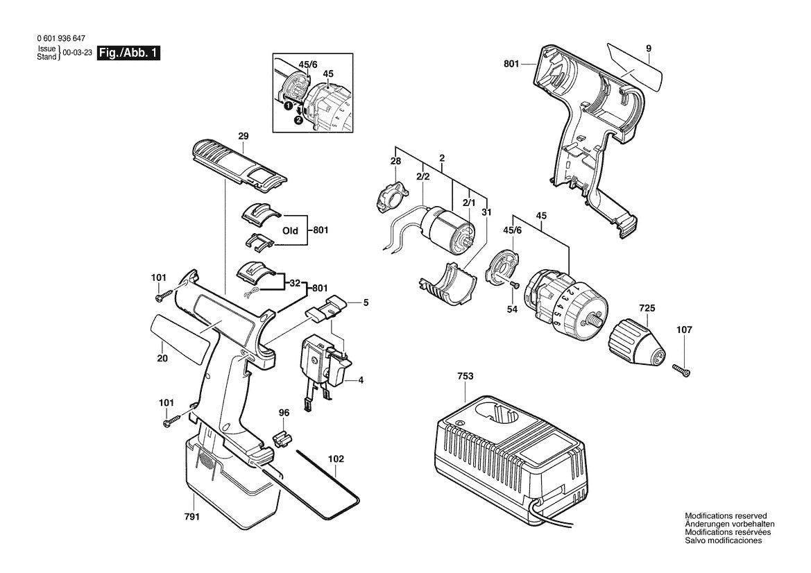 601936639 Bosch Cordless Drill Parts Diagram